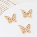 Colgante de mariposa dorada 14K con circonitas blancas y doble anilla para hacer joyas - Chapado en Oro 14K Mariposa Blanca
