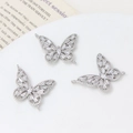 Tres dijes de mariposa plateados con circonitas para la creación de joyas DIY - Tono Plateado Mariposa Blanca