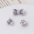 14K gold plated crown bead with purple zircon for DIY bracelet making projects - Silver - Purple Zirconia