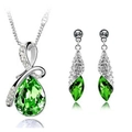 Elegantes grünes Kristall-Schmuckset mit Tropfen-Halskette und Marquise-Ohrhängern - Fruchtgrün