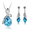 Elegantes Silberschmuckset mit hellblauen Tropfenanhänger und Marquise-Ohrringen für Damen - Aquamarin