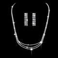 Elegant silver rhinestone jewelry set with layered necklace and long tassel earrings - Silver Style (474)