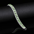 Elegant triple-row sparkling tennis bracelet with light green square stones and silver finish - Green