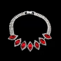 Bruids ketting in zilver met fonkelende steentjes en rode marquise-vormige stenen - 600 Marquise Ketting / Rood