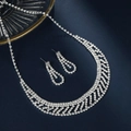 Sparkling bridal jewelry set with rhinestone choker necklace and teardrop earrings - Necklace And Earrings (G0012)