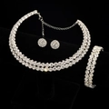Luxuriöses Brautschmuck-Set mit doppelreihiger Strass-Halskette, Armband und Ohrsteckern - Zweireihiges 3-Teiliges Set Stil (888)