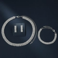 Set di gioielli in argento con collana a cinque file di strass e bracciale abbinato - Collezione Tre Pezzi a Cinque File (467+G0033)