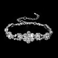 Luxurious silver flower bracelet with crystal pavé and adjustable lobster clasp - 660 Bracelet / Silver