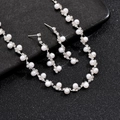 Detailsicht des silbernen Brautschmuck-Sets mit Perlen und schimmernden Strasssteinen - Perle Silber Halskette Ohrringe