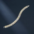 Bracelet argenté étincelant avec cristaux AB et trois rangées de strass et fermoir à charnière - Strass Aurore AB (601)