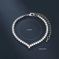 Detailansicht Silberarmband mit Zirkonia, Karabinerverschluss und 16+6CM Längenmarkierung - Geometrischer Zirkonia Stil (848)