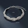 Elegant silver rhinestone wrap bracelet for bridal sets with adjustable extension chain - Bracelet (801)