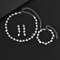 Silver plated bridal jewelry set with necklace bracelet and earrings in sparkling rhinestones - 482 White 3-Piece Collection