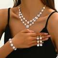 Silver bridal jewelry set featuring leaf and flower necklace, bracelet and earrings - G296 Silver 3-Piece Collection