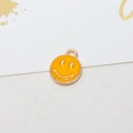 Detailed close-up of a yellow enamel smiley face pendant for DIY jewelry making - 02# Yellow
