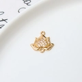 Macro shot of gold-plated lotus connector with micro-pave cubic zirconia for DIY jewelry - Lotus Style (02#)