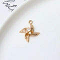 Macro shot of gold windmill charm with zircon stones for DIY jewelry making - Rotating Windmill Style (04#)