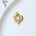 Detail of gold plated double dolphin pendant with large round zircon and micro pave diamonds - Dolphin Style (02#)