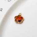 Macro de breloque fleur 12mm plaqué or avec cristal ambré facetté pour bijoux DIY - Café