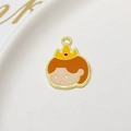 Detail of Princess Daisy enamel pendant with orange hair and golden crown in a ceramic tray - Crown Girl Style (03#) / Wholesale Price