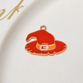 Detailed close-up of a red enamel witch hat charm with gold alloy edges for DIY jewelry - Red Witch Hat Style (04#) / Wholesale Price