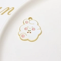 Macro shot of a cute white rabbit enamel charm with cherry pattern in a white ceramic dish - Minimum 10 Pieces Price / Cloud Cherry Style (01#)