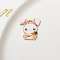 Close-up of cute white enamel bunny pendant with carrot on a ceramic jewelry tray - Minimum 10 Pieces Price / Holding Carrot Style (02#)