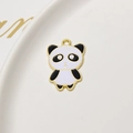 Detailed macro of a gold enamel panda pendant accessory for DIY jewelry making - Cartoon Panda Style (02#)