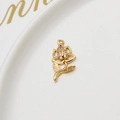 Macro view of gold rose flower pendant with cubic zirconia for DIY jewelry making - Rose Flower Style(01#)