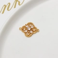 Macro view of gold-plated flower connector with marquise cubic zirconia for DIY jewelry - Four Leaf Floral Style(03#)