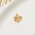 Detail of maple leaf pendant in gold-plated copper with micro-set zircon stones - Pave Maple Leaf Style (05#)