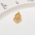 Macro detail of golden gourd pendant with white zircon inlay for DIY jewelry design - Geometric Gourd Design Pendant (03#)