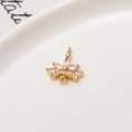 Macro shot of gold lotus flower pendant with sparkling marquise zircons for DIY jewelry - Lotus Flower Design Pendant (04#)