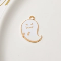 Macro view of white enamel ghost charm for DIY jewelry with gold metal edges - Ghost Style 1 (01#)