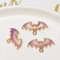 Ciondolo a pipistrello viola sfumato glitterato con lega dorata per gioielli fai-da-te - Viola