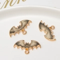 Tre ciondoli a forma di pipistrello grigio scuro con glitter dorati e bordo in metallo - Nero