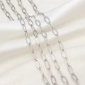Sleek silver paperclip chain links for DIY minimalist jewelry making and accessories - 3*7.5mm / White Gold
