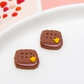 Miniature resin biscuit charms with pink filling and yellow hearts for DIY crafts - Heart Decorated Biscuit (05#)