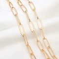 Golden paperclip link chain with rectangular loop design for DIY jewelry making - 5*14mm / 18K Gold