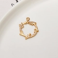 Pendentif couronne branche dorée avec zircons micro-pave pour création de bijoux DIY - Pendentif Cercle Branche Bois (LF2507)