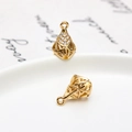 Golden bell hollow pendant with micro-paved zircons for DIY jewelry making - Pave Rhinestone Bell Style (02#)