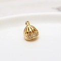 Golden hollow bell pendant with micro-inset zircons for DIY jewelry and earrings - Pave Edge Bell Style (03#)