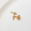 Pendentif rose doré serti de zircons avec deux anneaux pour création de bijoux DIY - Connecteur Double Anneau Rose (LF2507)