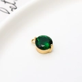 8mm emerald green zircon charm with gold plated prong setting and 925 silver stamp - Green