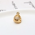 Golden bell acorn pendant with sparkling zircon inlay and heart cutout details - Heart Hollow Bell Style (04#)