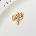 Pendentif bouquet de fleurs doré avec pierres en zircone pour création de bijoux - Pendentif Bouquet Zirconia (LF2507)
