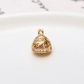 Golden hollow heart bell pendant with zircon micro-pave for DIY jewelry making - Hollow Heart Bell Style(07#)