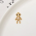 Golden teddy bear pendant with micro-pave zircons and round metal ring for DIY jewelry - Minimum 10 Pieces Price / Mini Teddy Bear (02)