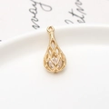 Golden teardrop hollow pendant with white cubic zirconia crystal for elegant jewelry making - 02# Style (10x21mm) / Standard Type