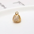 Exquisite gold-plated hollow bell pendant inlaid with zircon for DIY jewelry making - Fine Pave Bell Style (08#)